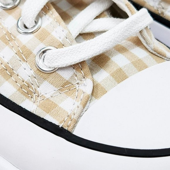 Converse Run Star Hi Platform Shoes Women's  Beige White Plaid Canvas A05999C - Picture 5 of 8
